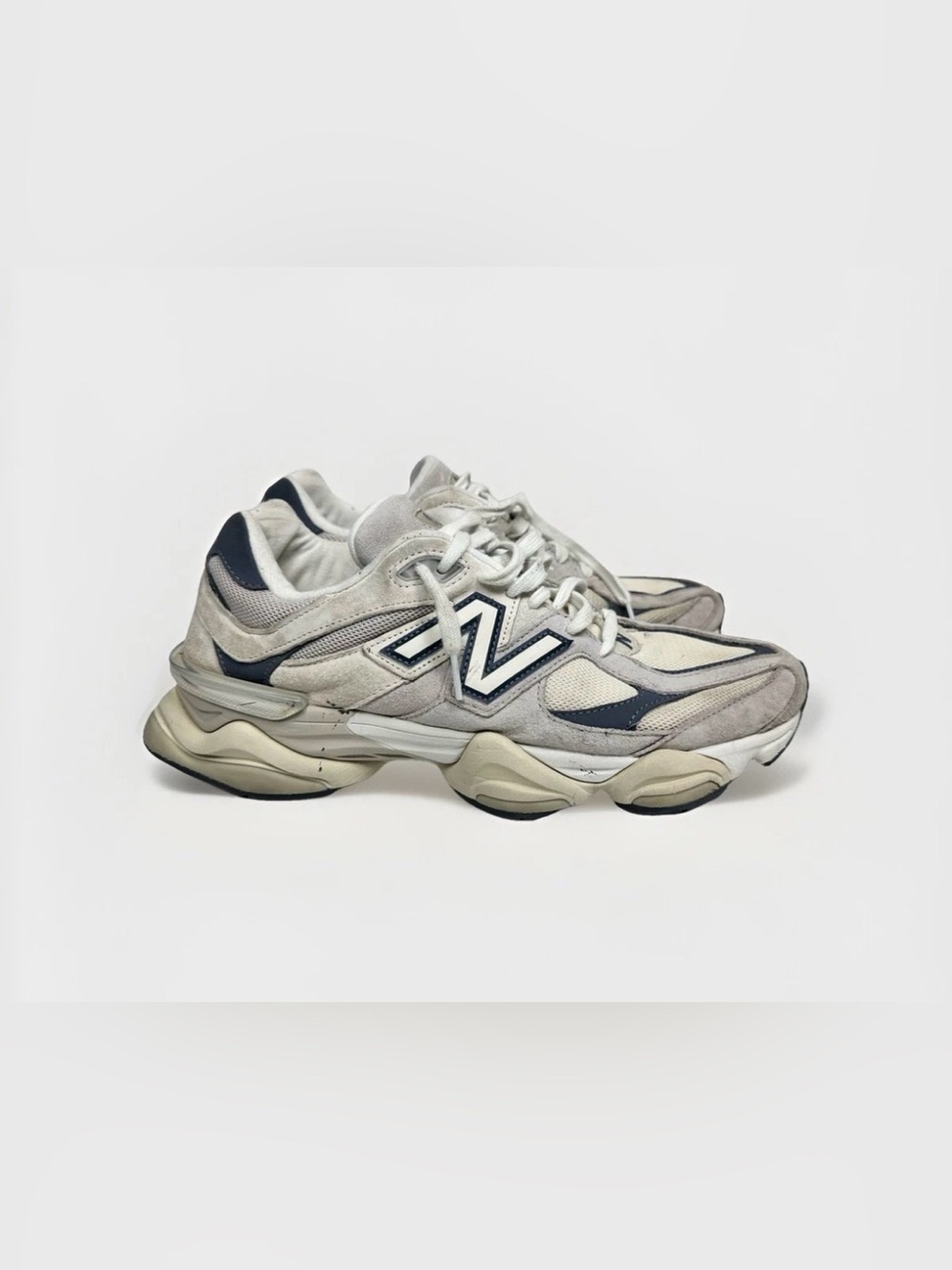 New Balance 9060 Cream Gray Navy Sneakers Men’s 12